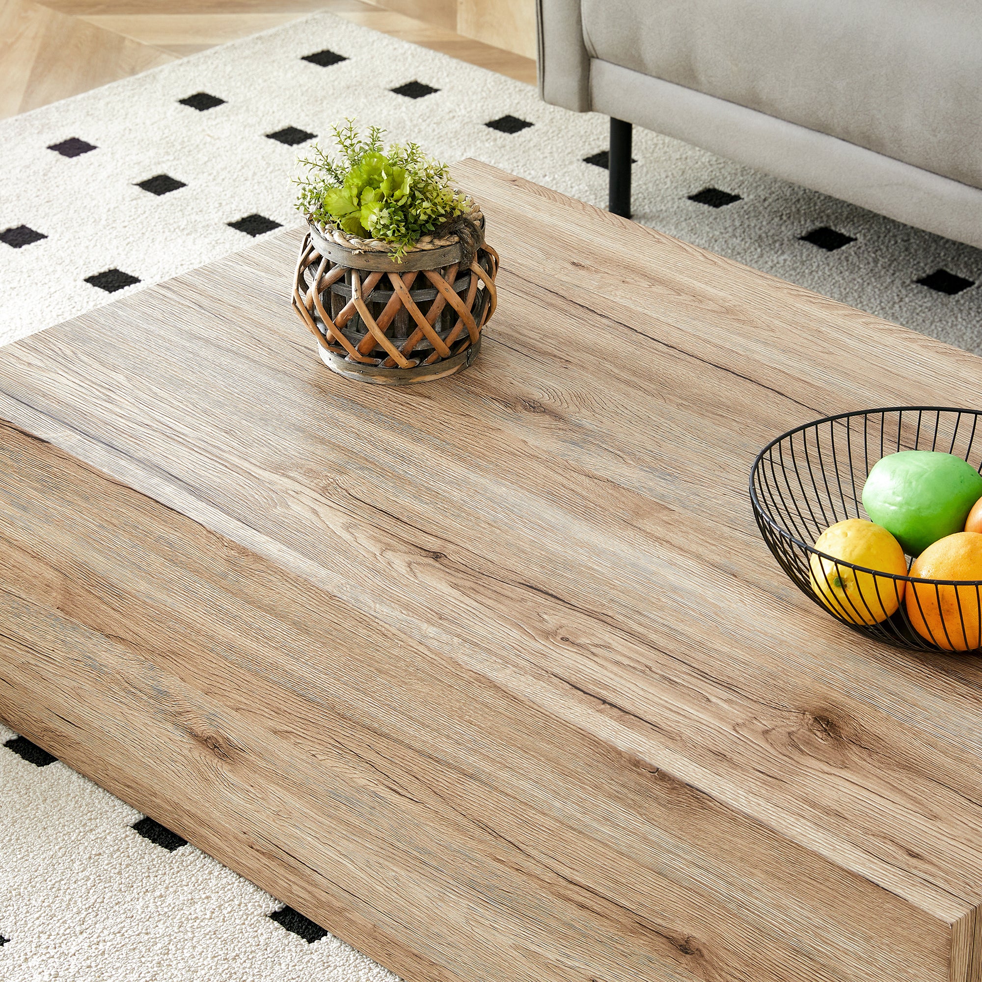 Design Coffee Table with Wood Texture Pattern
