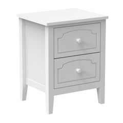 White Contemporary Roman Style, Solid Wood 2 Drawers Nightstand (1 piece)