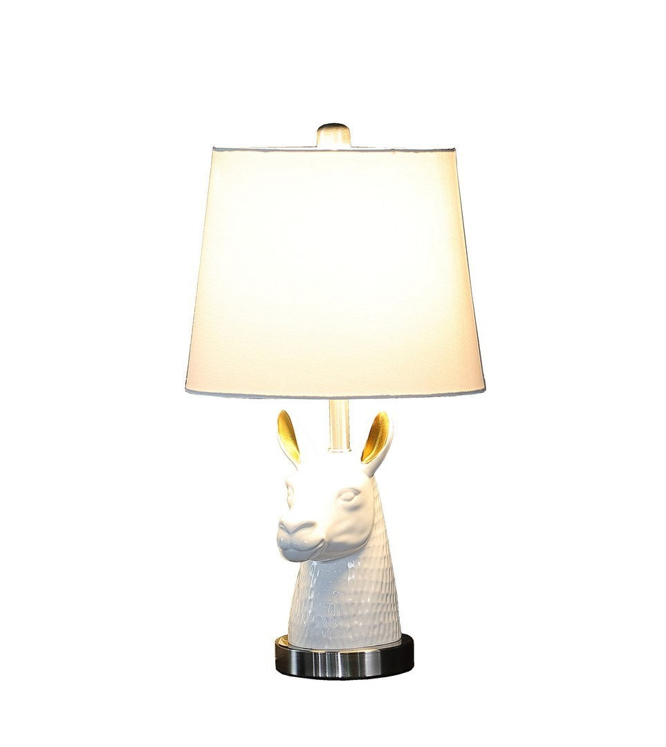 Patagonia White Llama Bust Resin Table Lamp 20.5"