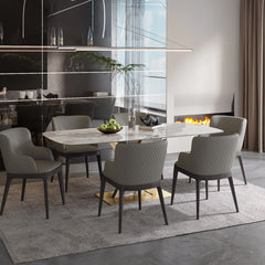 Modern Brilliant Sintered Stone Dining Table 63x35.4x29.5inch