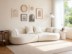 Modern Curved Sofa Sectional,122''  Arc 4-Seater Foam Couch Compressed in-a-Box, Boneless Cloud Couch with Extra-Deep-Wide Seats in Comfortable