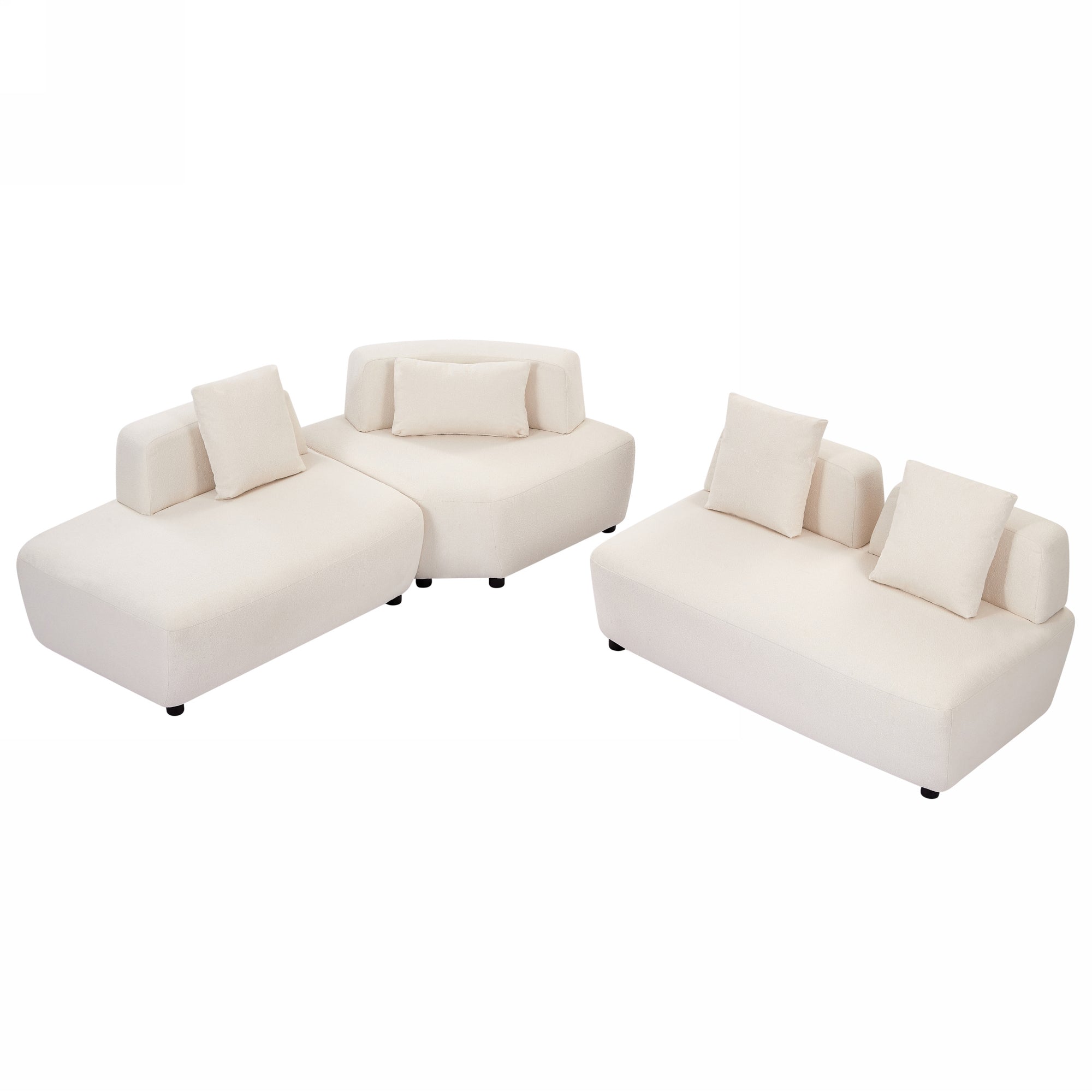 Contemporary 3-piece Sectional Sofa Free Convertible sofa with Four Removable Pillows - Beige