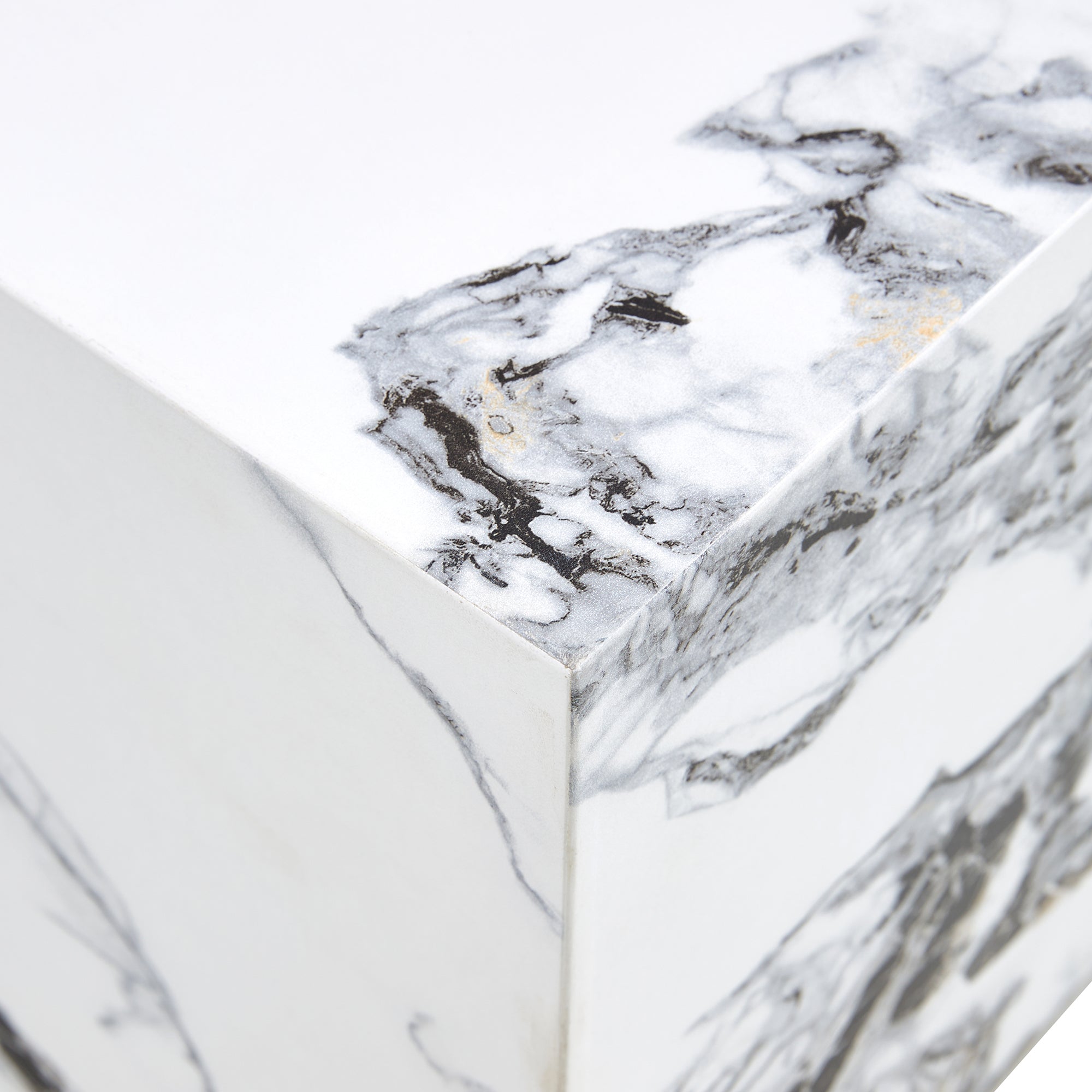 Modern Cube Design Side Table - White