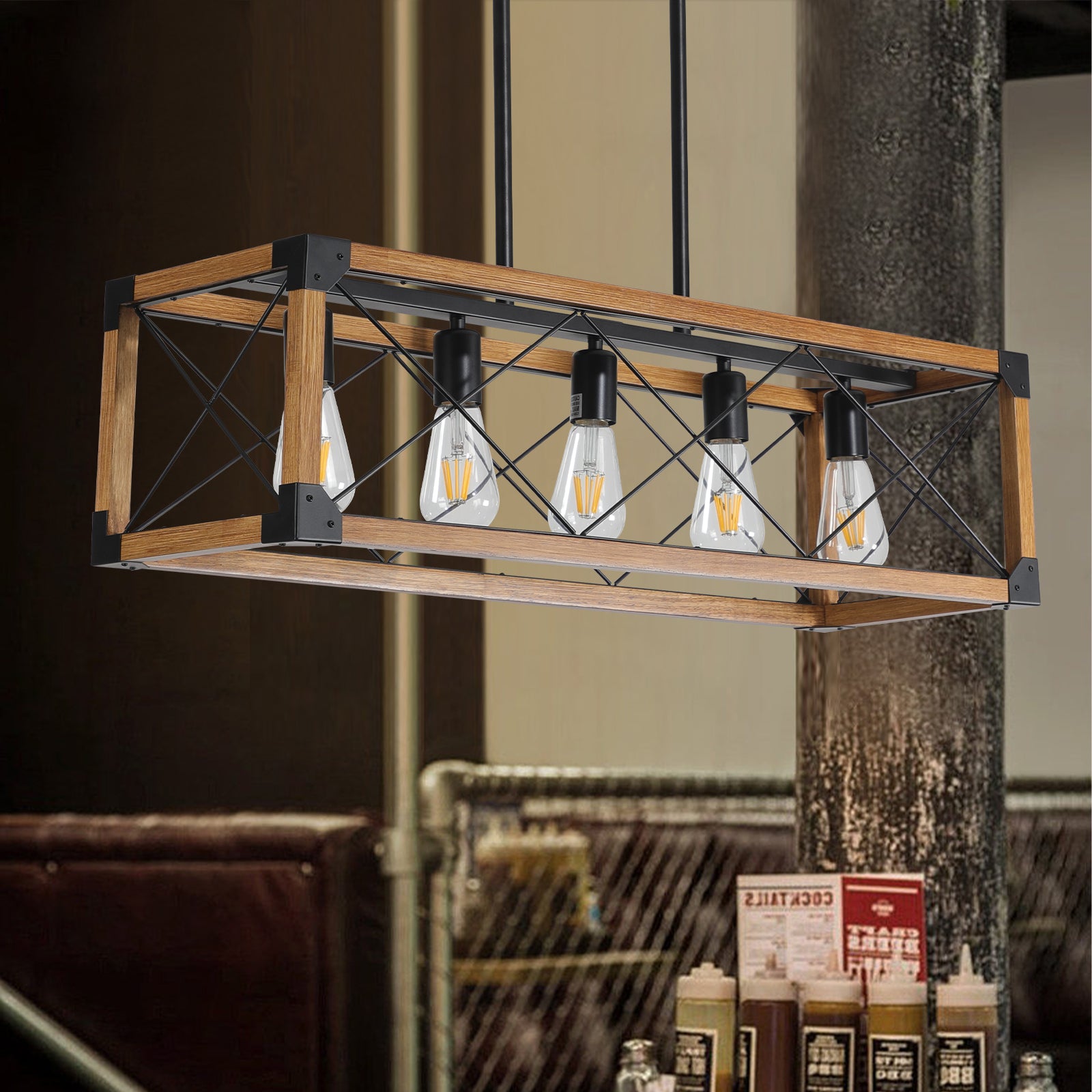 5-Light Retro Farmhouse Chandelier (No Bulbs)