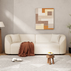 87' Curved Contemporary Sofa in Beige: Plush Seating, Streamlined Design, and Durable Frame – Ideal for Stylish Living Spaces