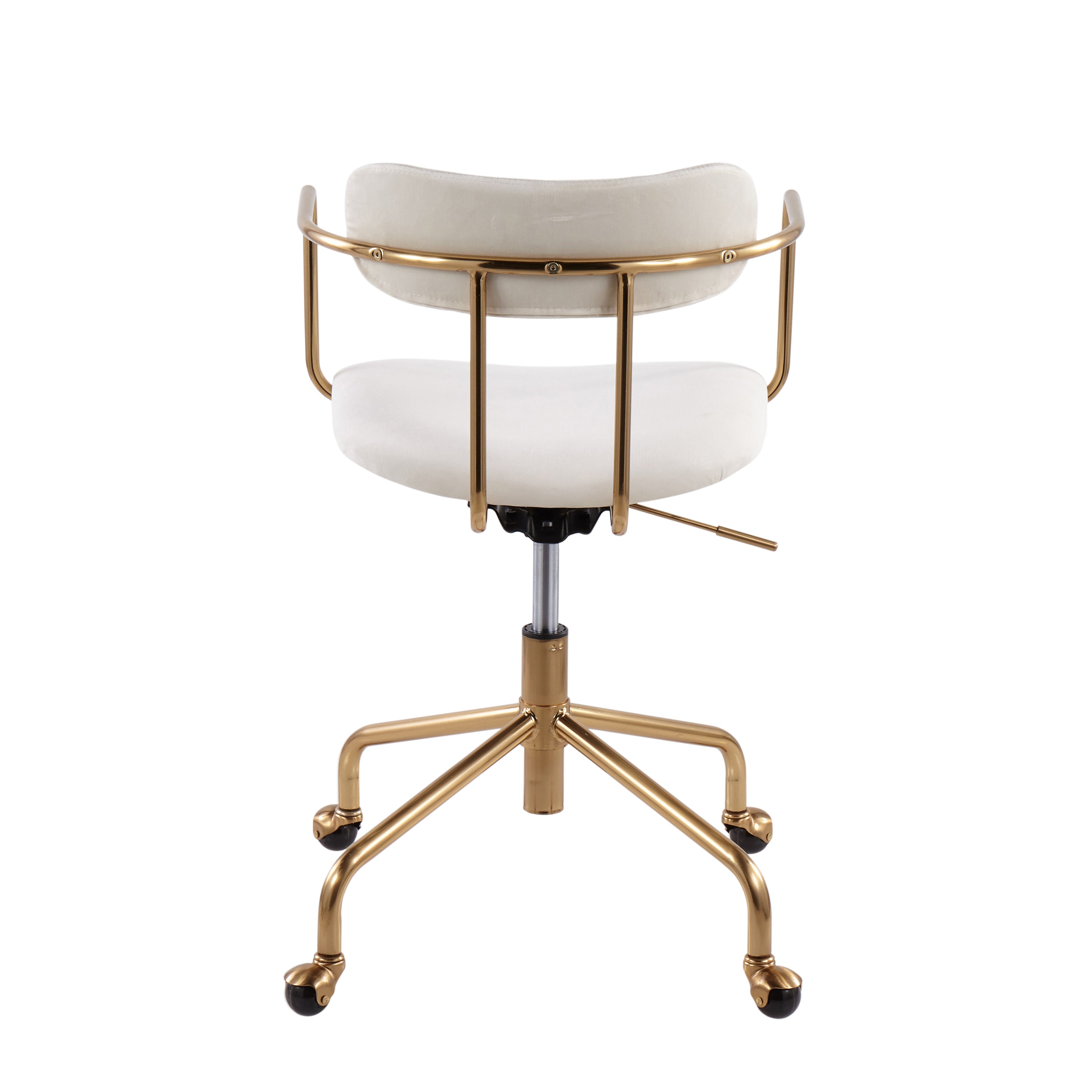 Contemporary Office Chair - Gold Metal and Cream Velvet