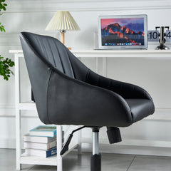 Contemporary PU Leather Adjustable Office Desk Chair - Black