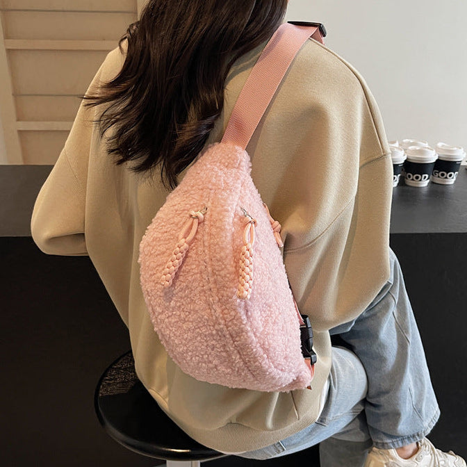 Cozy Sherpa Plush Crossbody Bag Large Capacity