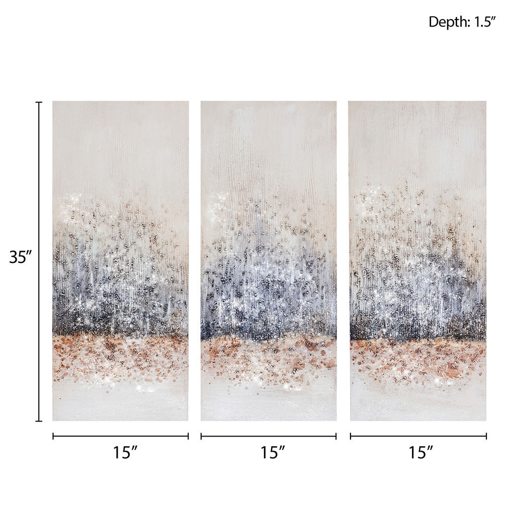 Hand Embellished 3-Piece Canvas Wall Art Set