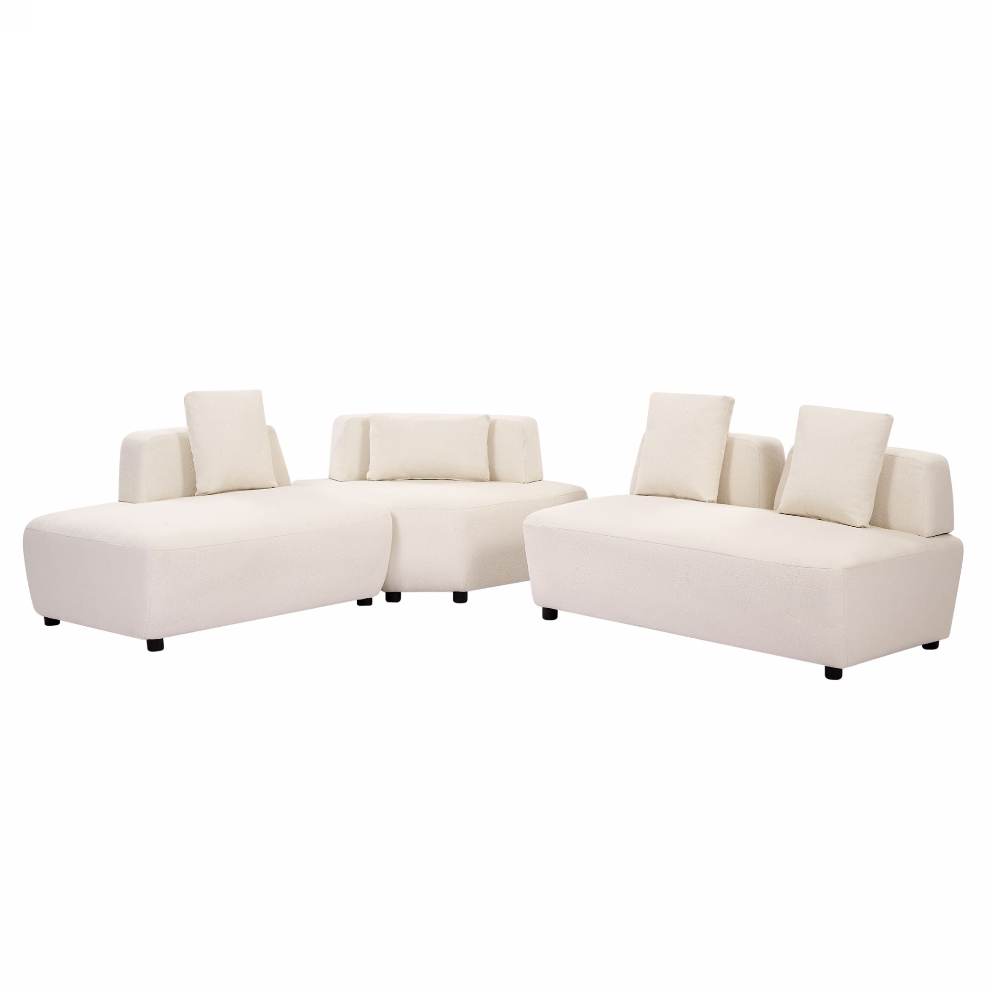 Contemporary 3-piece Sectional Sofa Free Convertible sofa with Four Removable Pillows - Beige