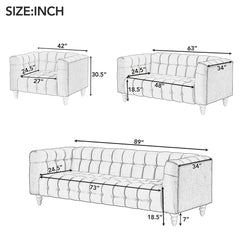 Modern 3-piece Sofa Set  - Grey