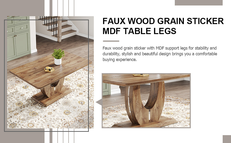 Set of 1 Dining Table and 4 Chairs - MDF rectangular - Brown