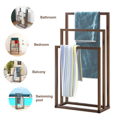 Metal Freestanding Towel Rack 3 Tiers Hand Towel Holder - Brown