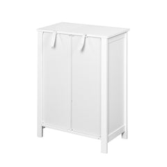 Bathroom Floor Storage Cabinet with Double Door Adjustable Shelf - White