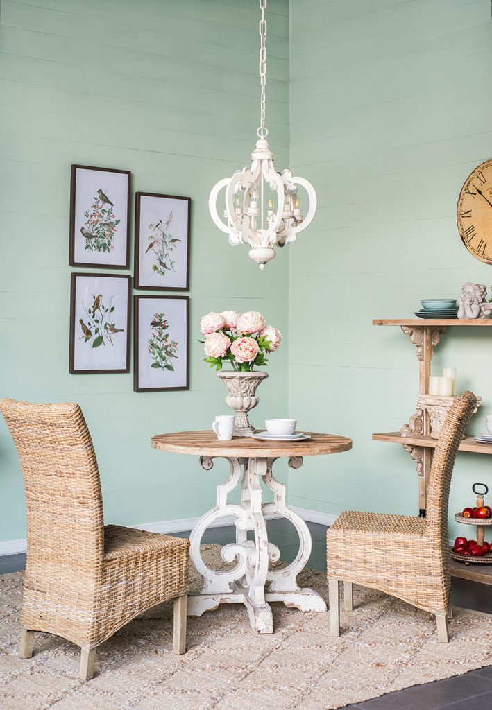 French Country Wood Chandelier, 6-Light Farmhouse Pendant Light Fixture with Adjustable Chain