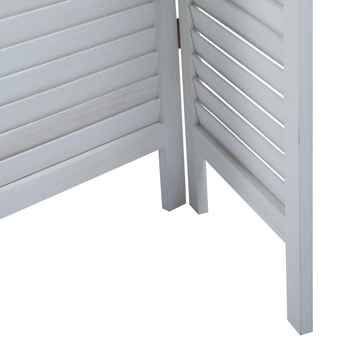 8 Panel Screen Folding Louvered Room Divider - White