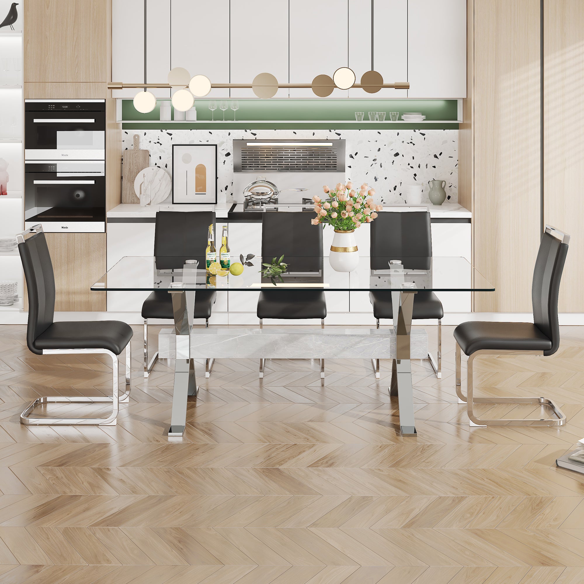 Modern Tempered Glass Dining Table