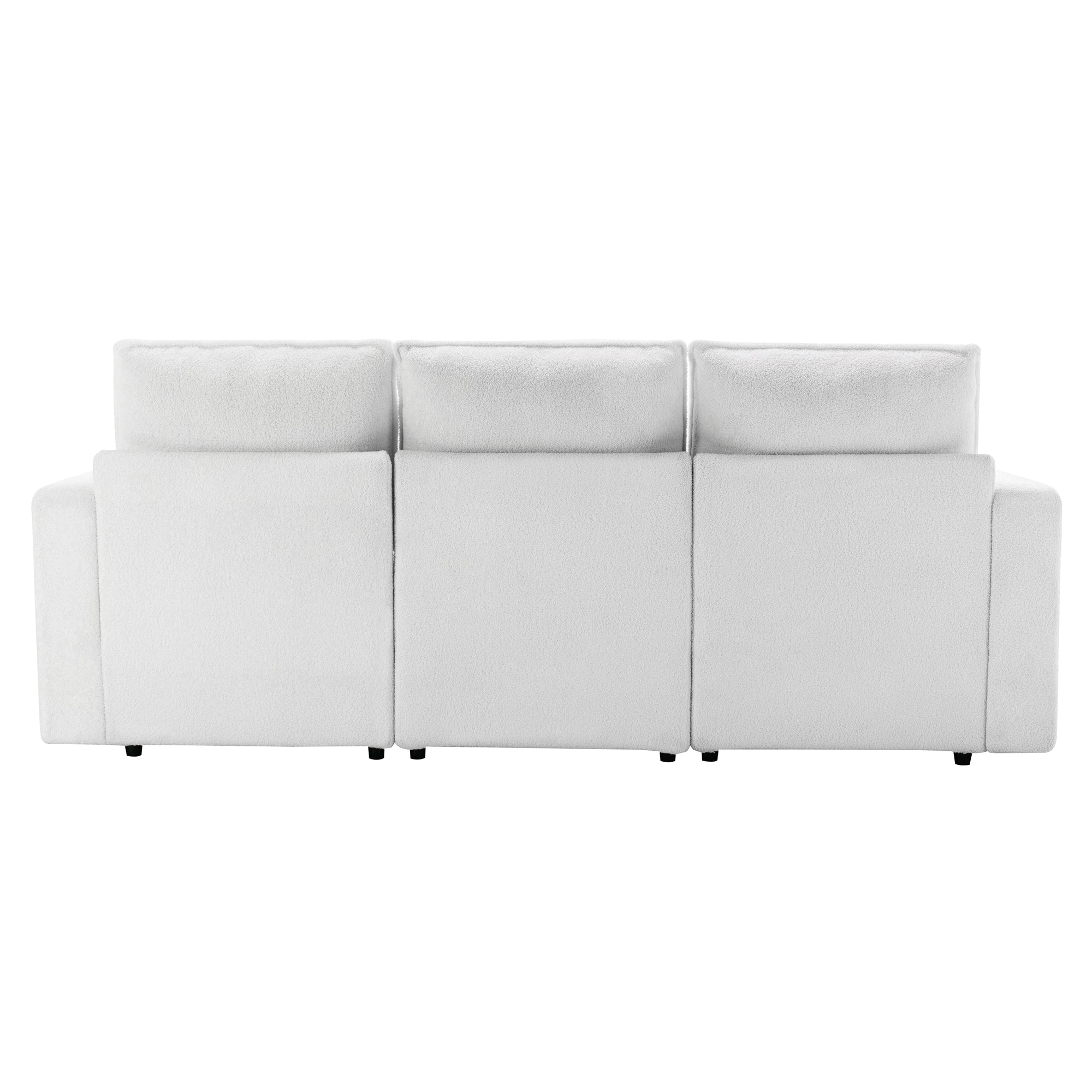 Teddy Fabric Couch 3 Seat Sofa with Removable Back and Seat Cushions and 2 Pillows