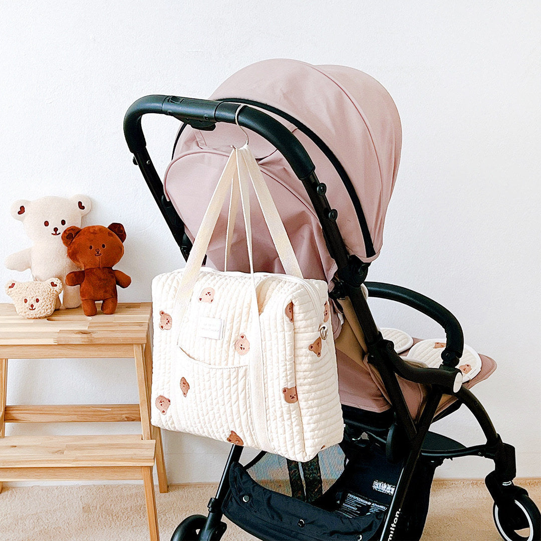 Zipper Embroidered Cotton Mummy Bag Baby Stroller Pouch