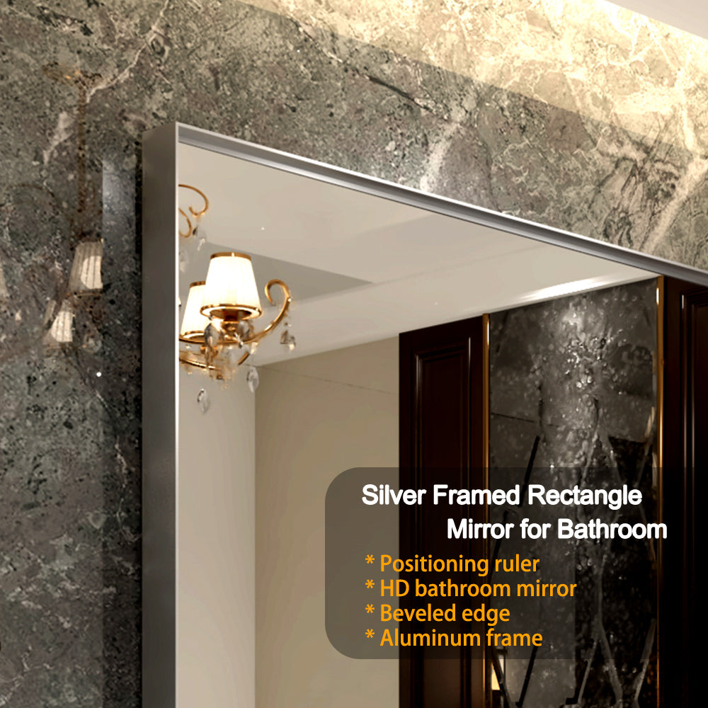 Glossy Brushed Silver Framed Mirror 36x30inch (Horizontal & Vertical)