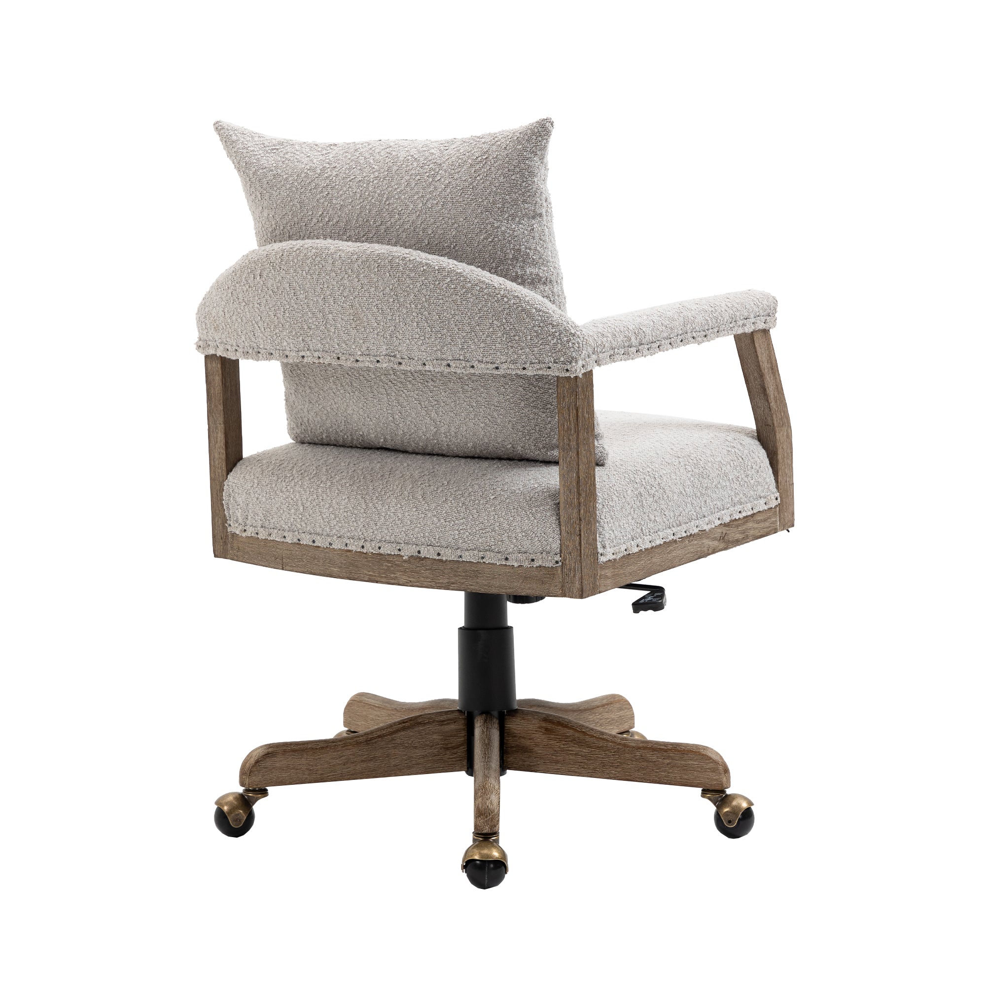 Office Chair Adjustable Swivel Chair Fabric Seat Home Study Chair - Light Gray