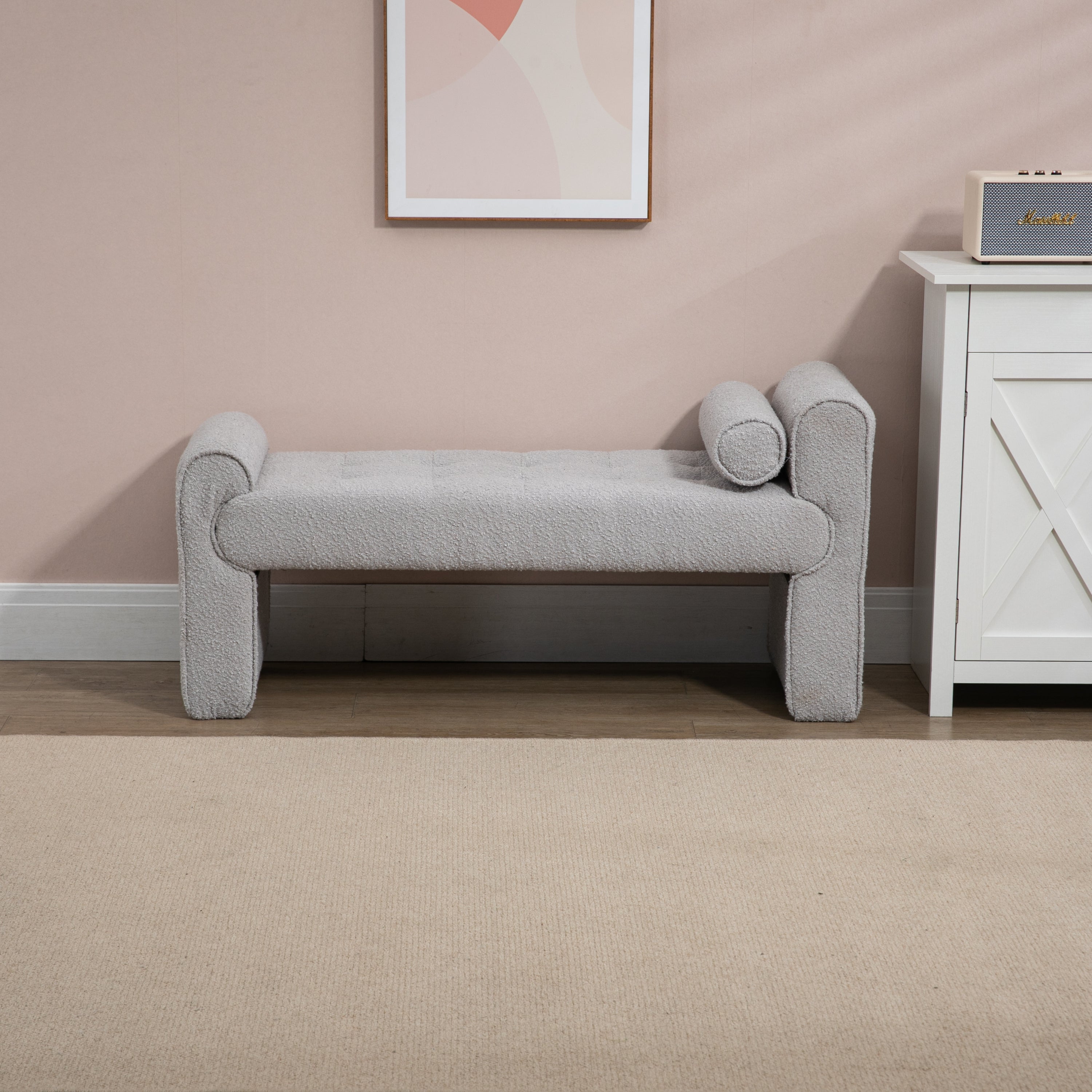 Modern Ottoman Bench - Light Gray