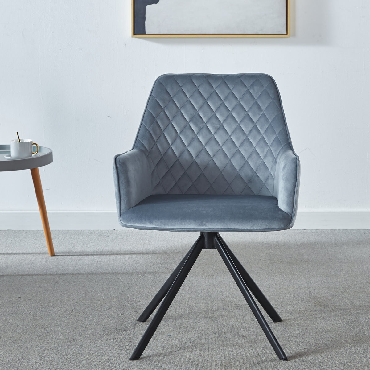 Modern Desk Chair no Wheel, Ergonomic Office Chair Home Office Upholstered Chair,  Computer Chair for Bedroom, Reception Room, Living Room With Metal Legs