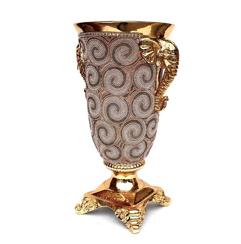 15"H Ambrose Chrome Plated Crystal Embellished Ceramic Vase