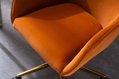 Home Office Chair with Gold Metal Legs and Universal Wheels - Orange