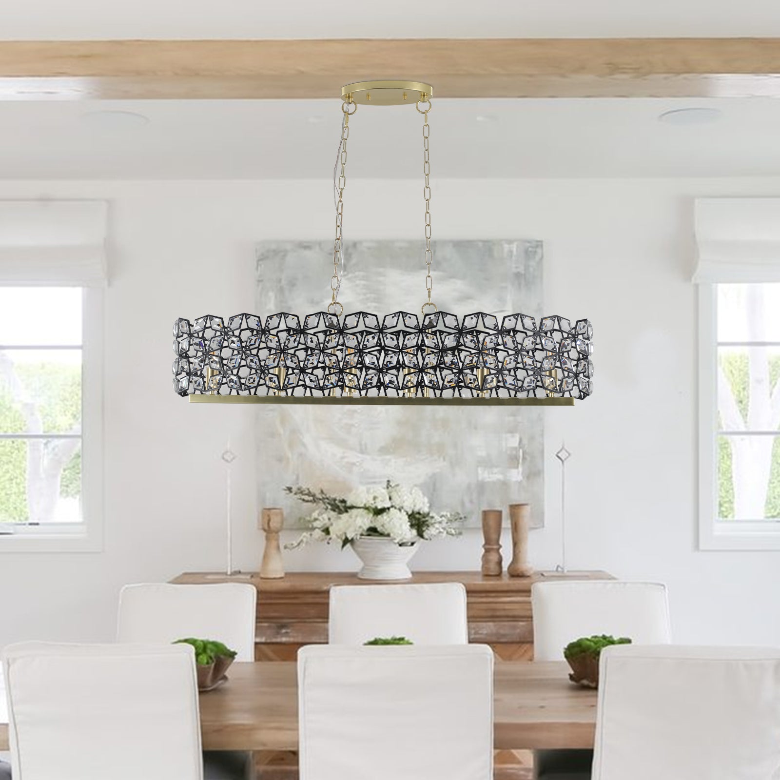 Modern Champagne Gold Oval Crystal Ceiling Chandelier