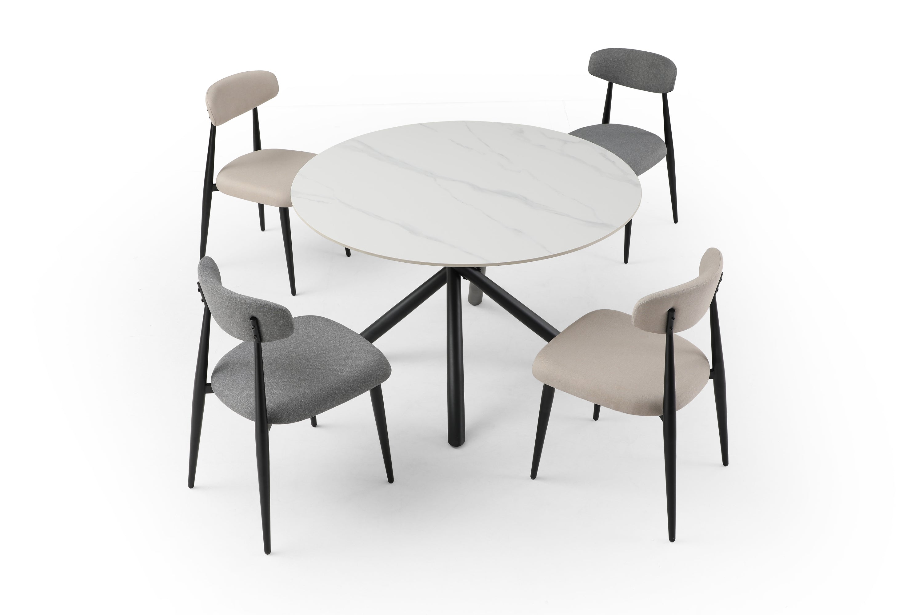 Dining Chairs Upholstered Chairs with Metal Legs (Set of 6) - Grey
