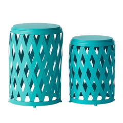 Set of 2 Accent Outdoor Table - Teal