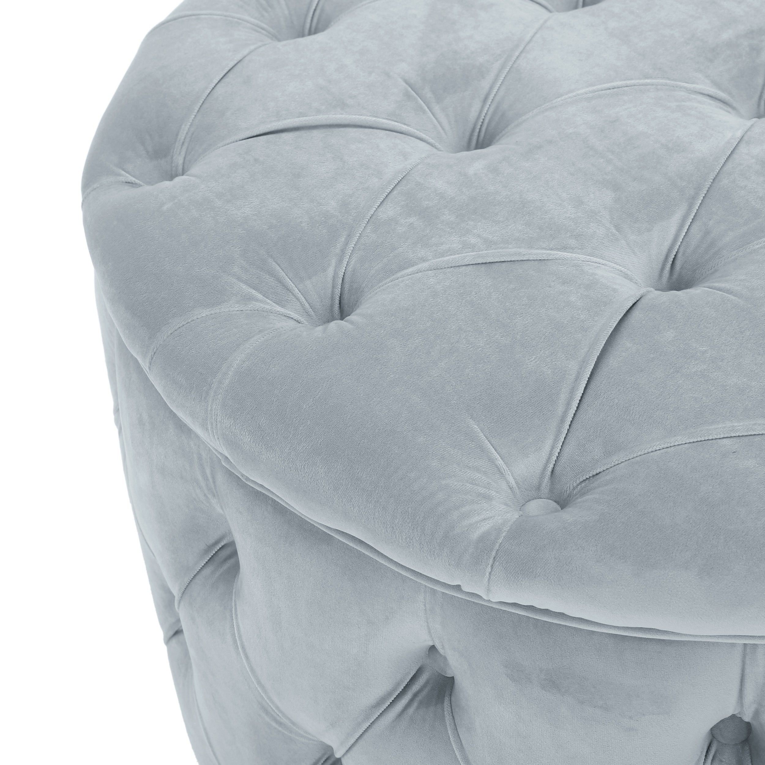 Elegant Light Grey Velvet Ottoman