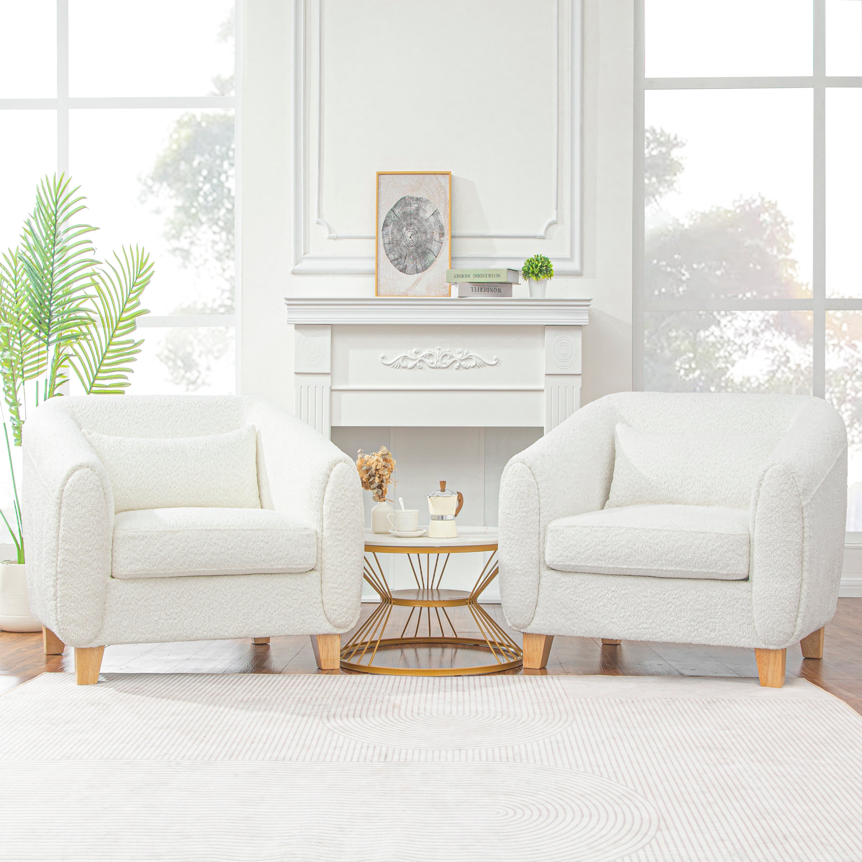 Flannelette Sofa Arm Chair with 4 metal feet - Beige