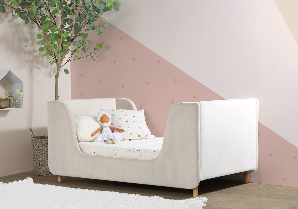 Cozy Upholstered Toddler Bed - Cream