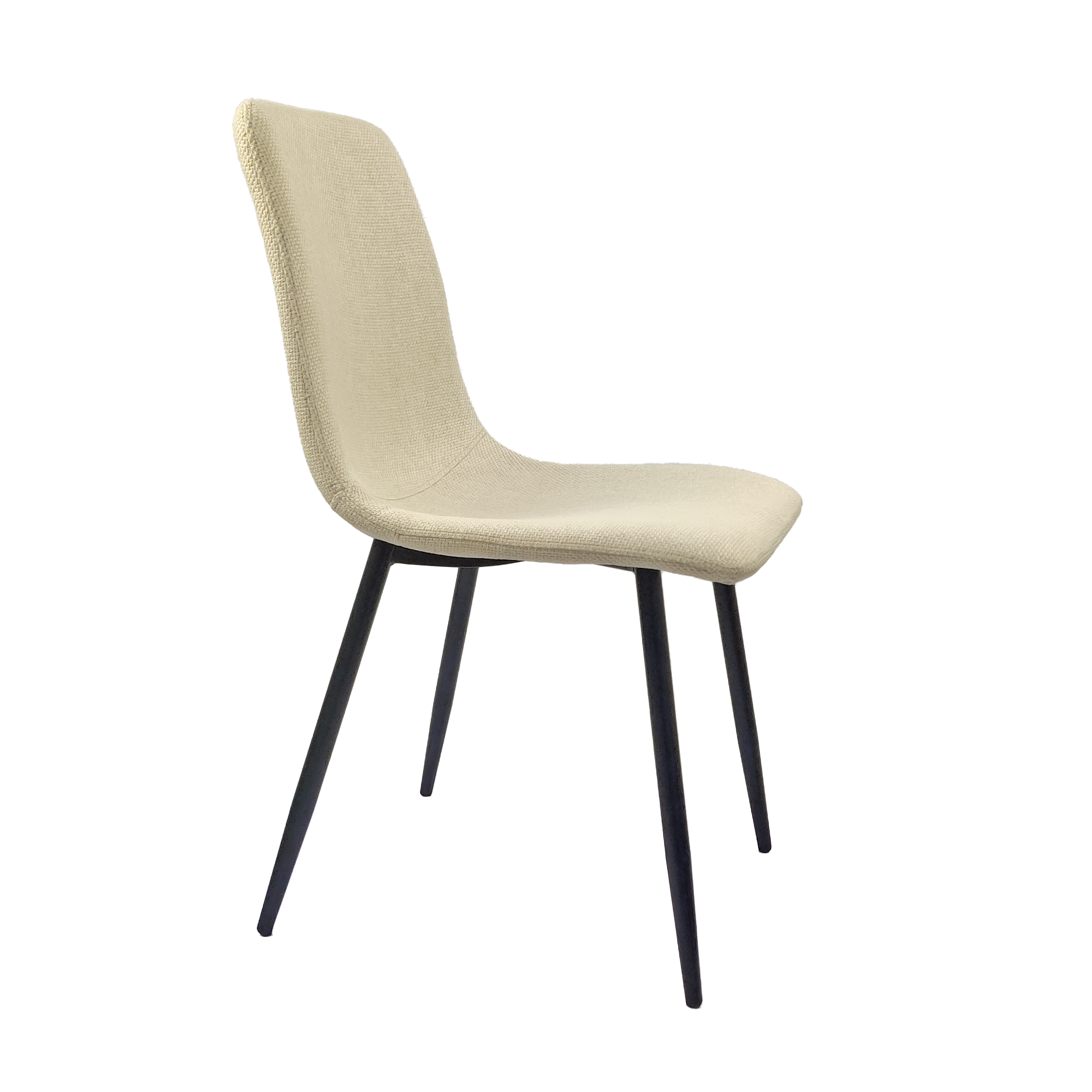 Set of 4 Modern Kitchen Dining Room Chairs, Cushion Seat and Sturdy Black Metal Legs - Beige
