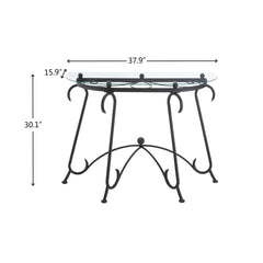 Tempered Glass Surface Console - Rustic Black