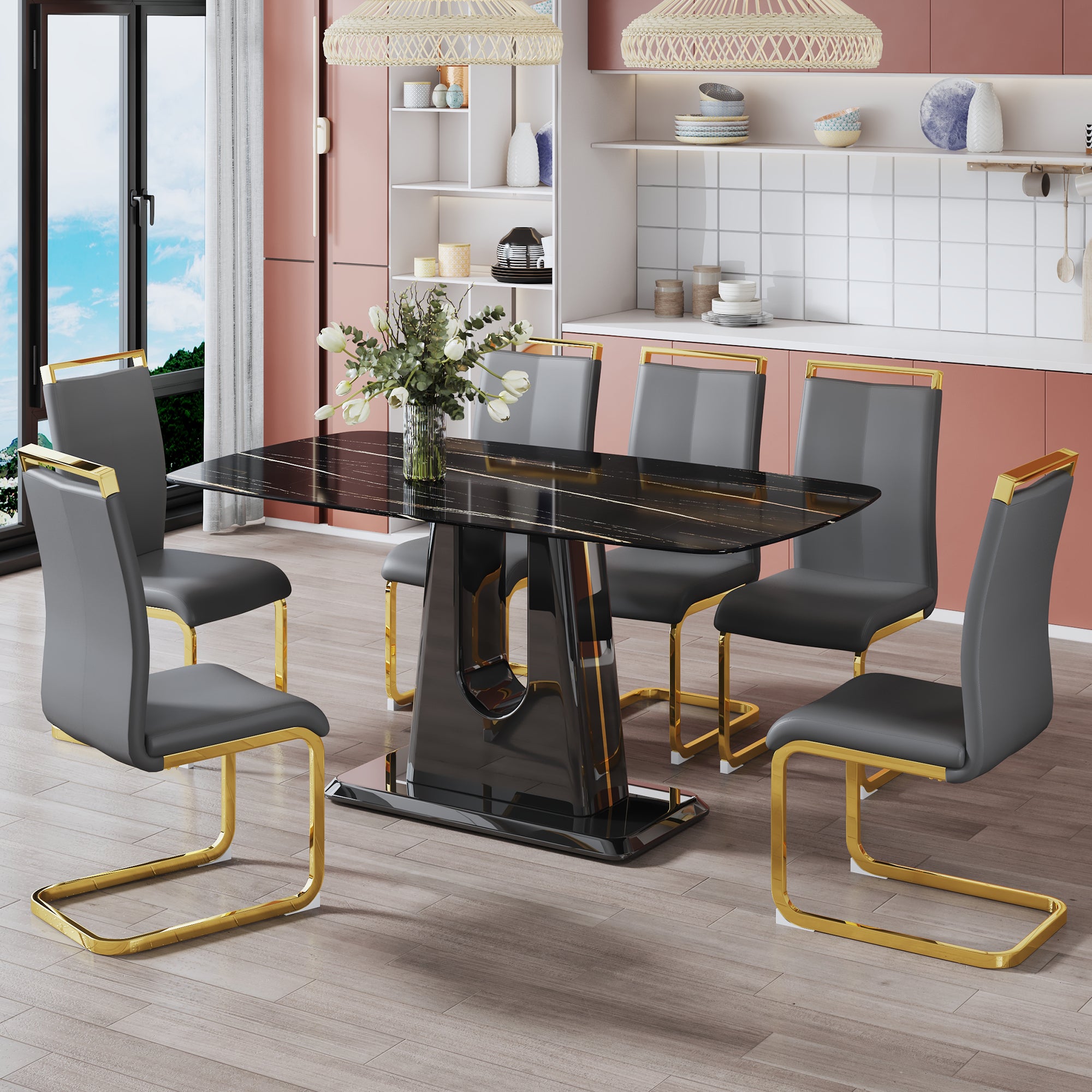 Modern and Luxurious Dining Table - Black
