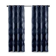 50x84" Ogee Knitted Jacquard Total Blackout Curtain Panel - Navy