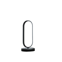 14" Modern Matte Black Oval Led Contemporary Metal Table Lamp