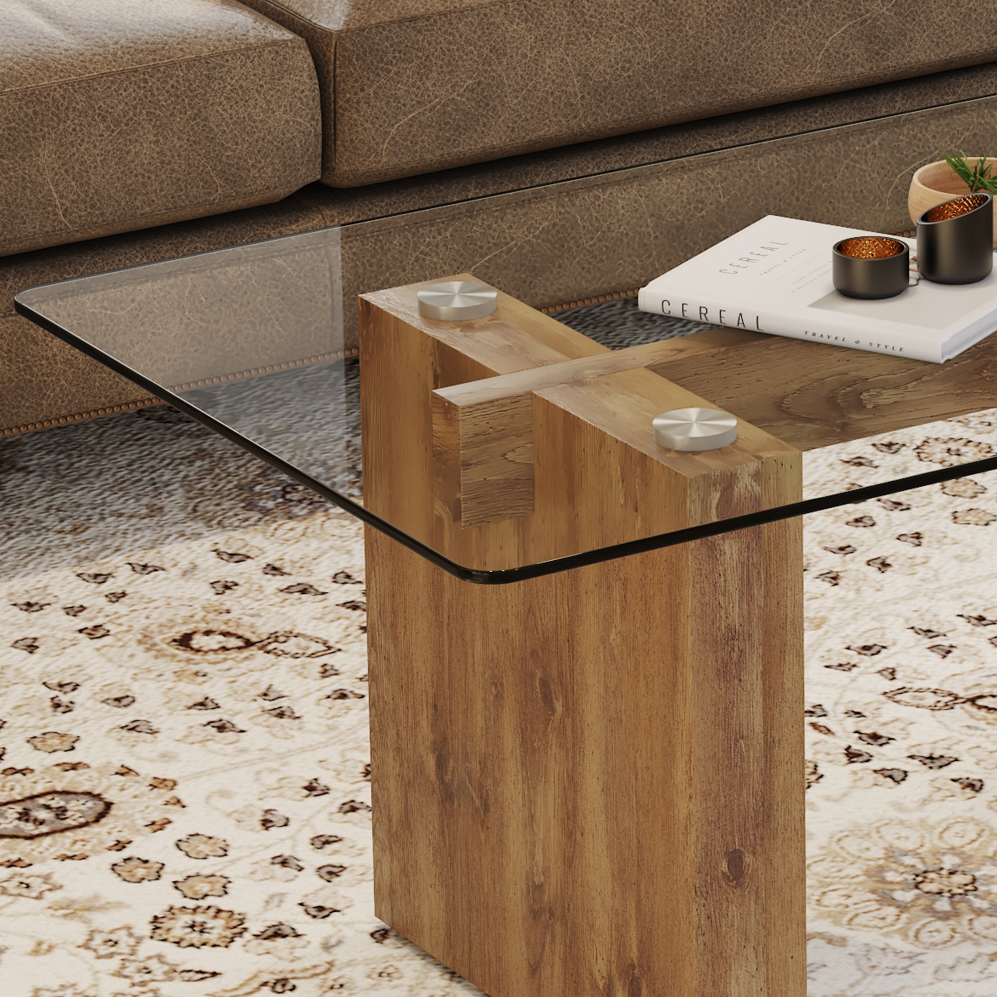 Modern Minimalist Transparent Tempered Glass Coffee Table and Dining Table
