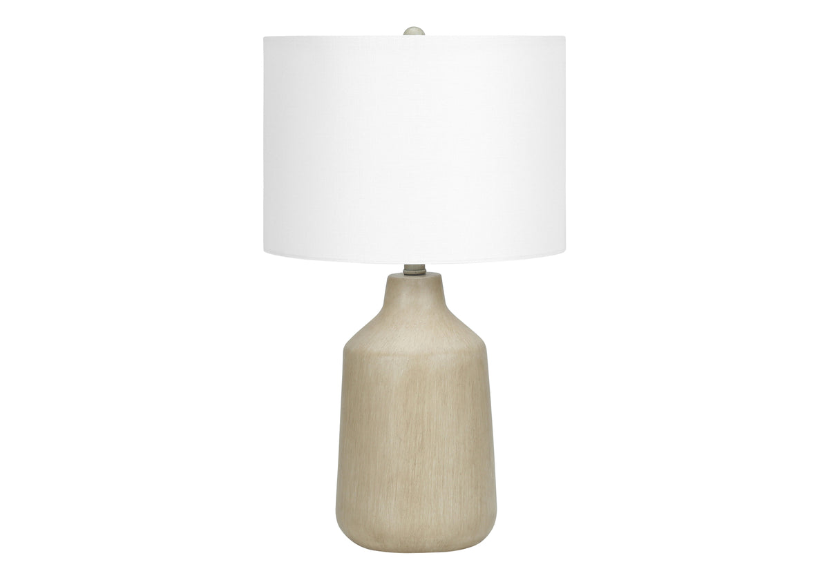 24"H, Table Lamp, Beige Concrete, Ivory / Cream Shade, Contemporary