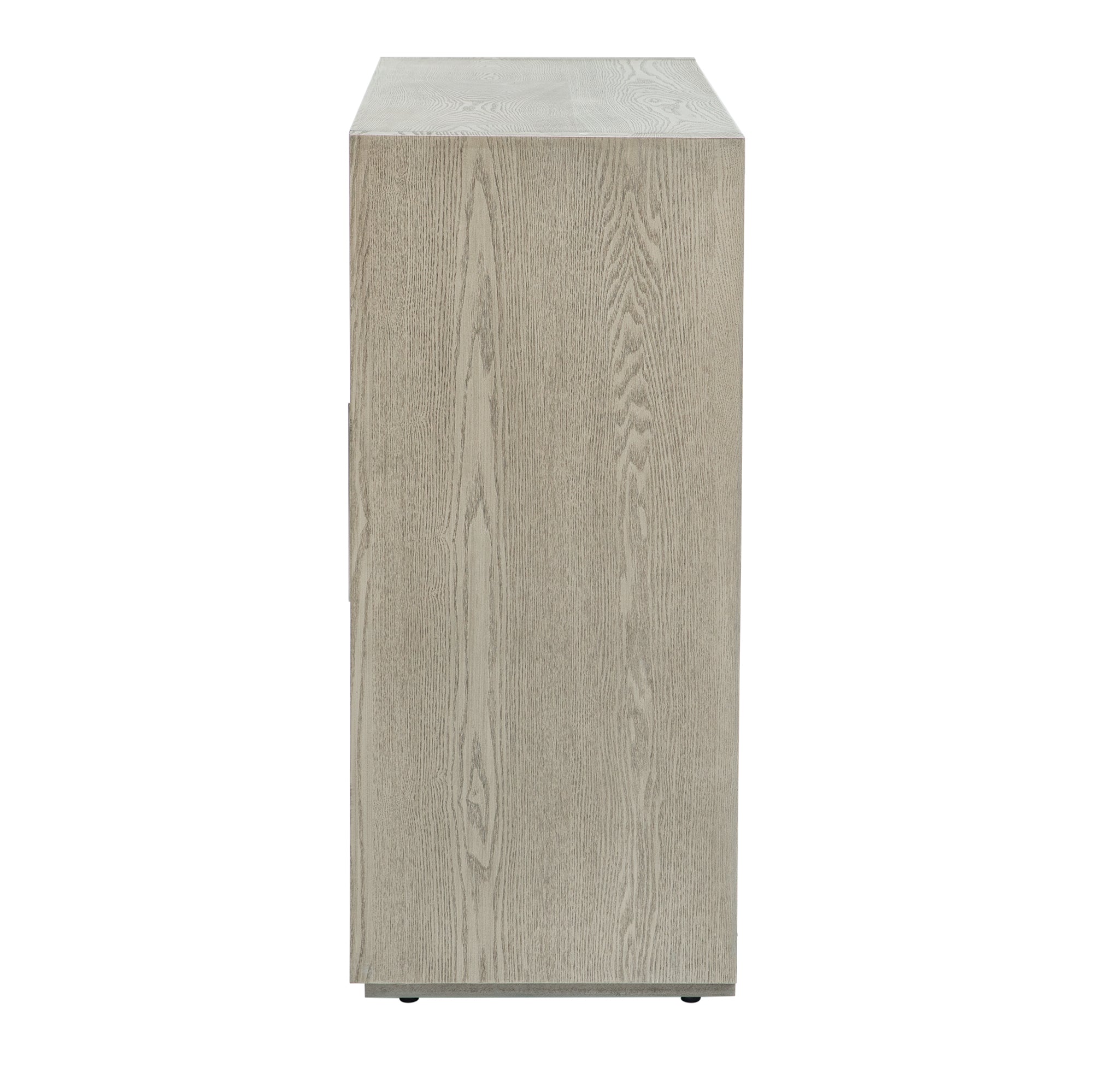 Wood Storage Cabinet with Three Tempered Glass Doors and Adjustable Shelf (Grey)