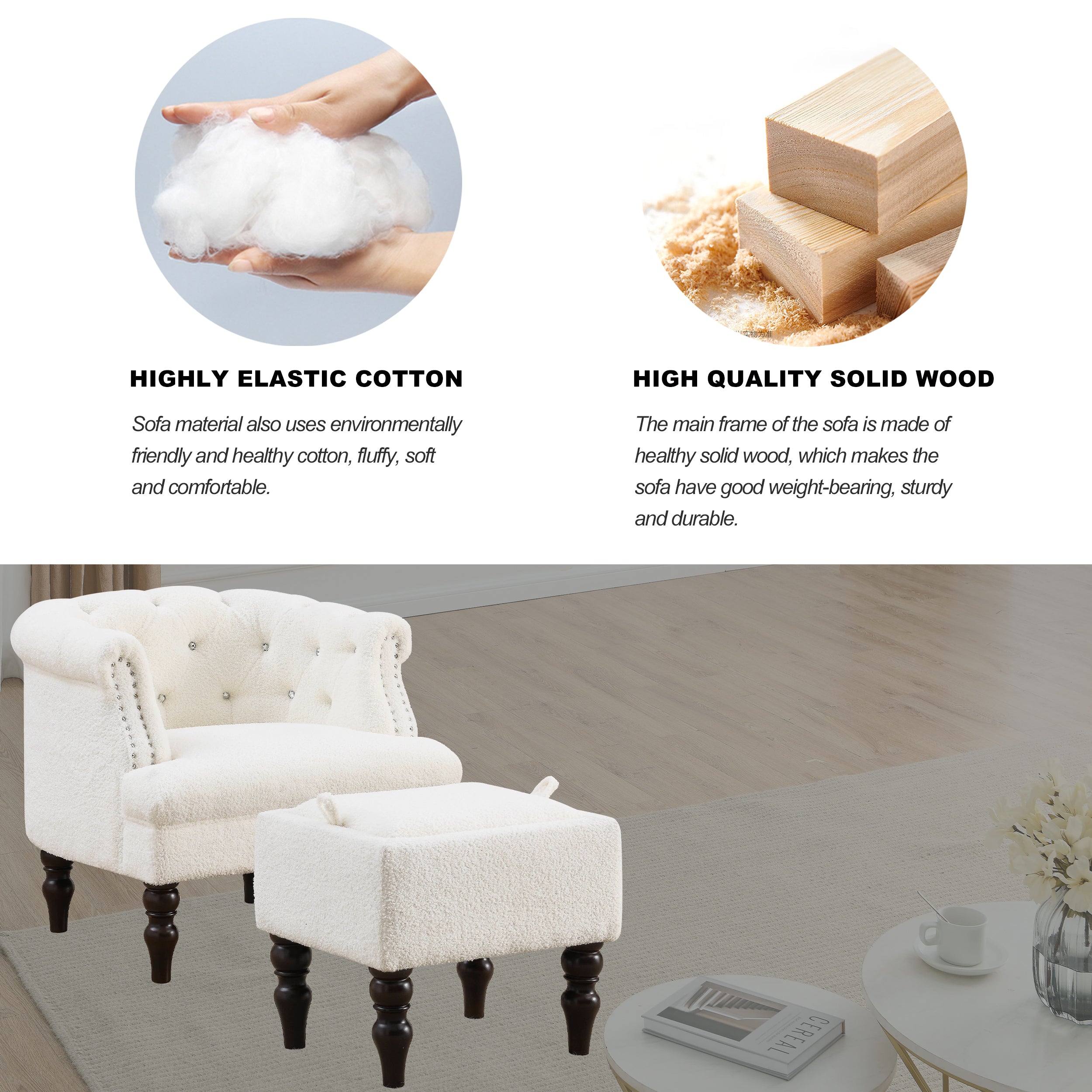 Chesterfield Tufted Accent Chair with Crystal Buttons