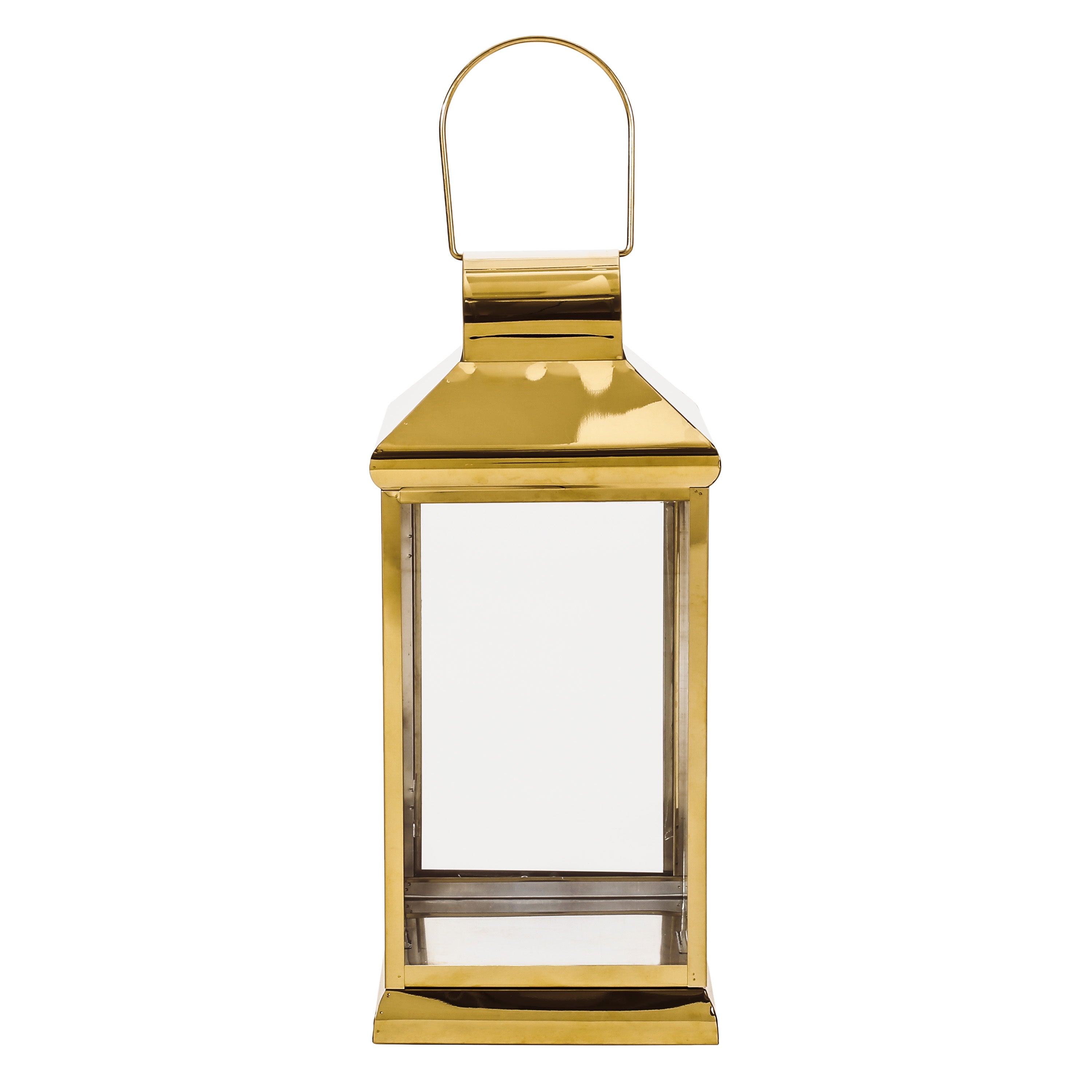 Elegant Stainless Steel Lantern Gold 16"H