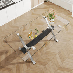 Modern Luxurious dining Table - Double X Plated Metal