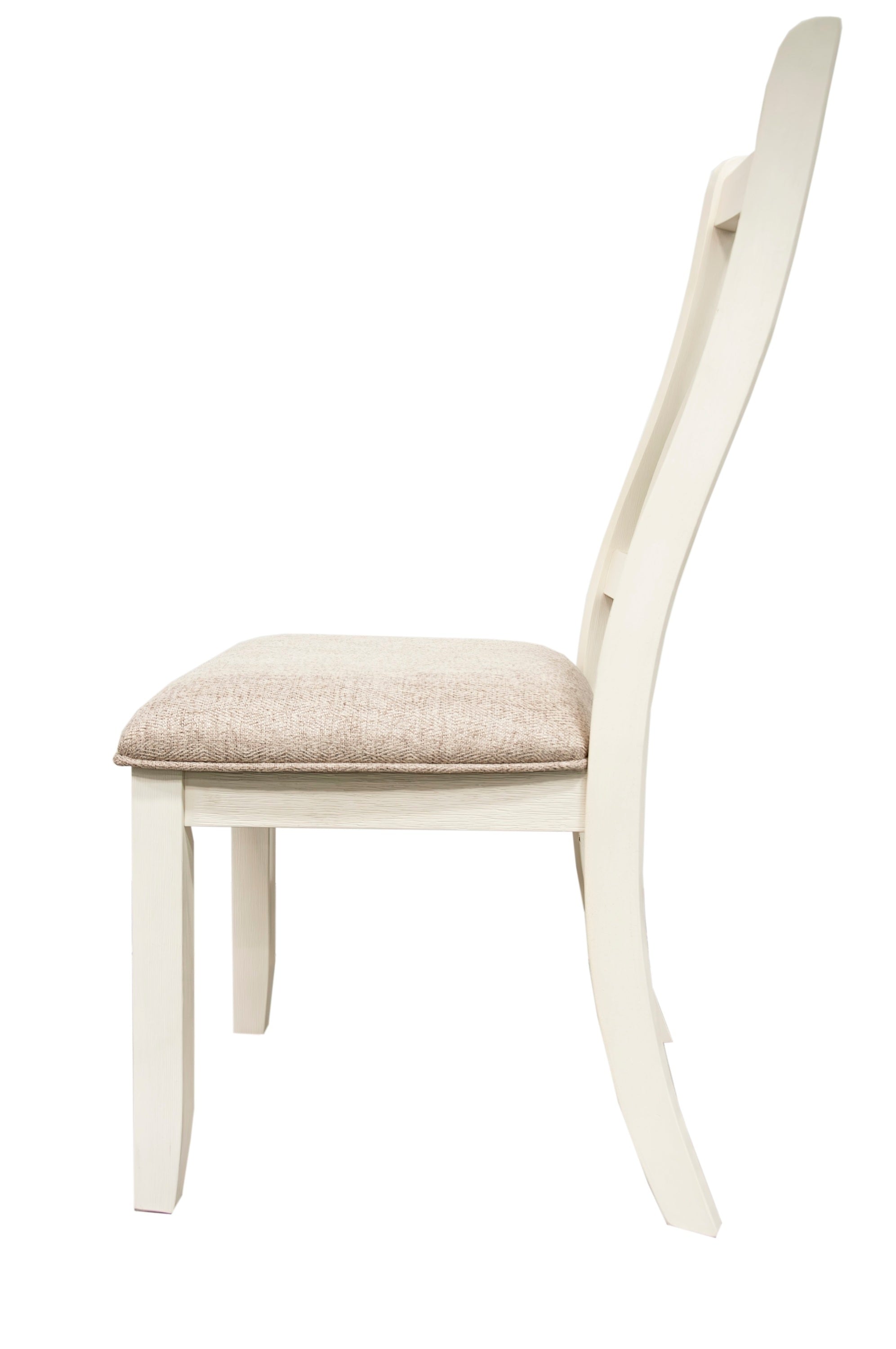 White Classic Dining Chairs Set Rubberwood Beige (Set of 2)