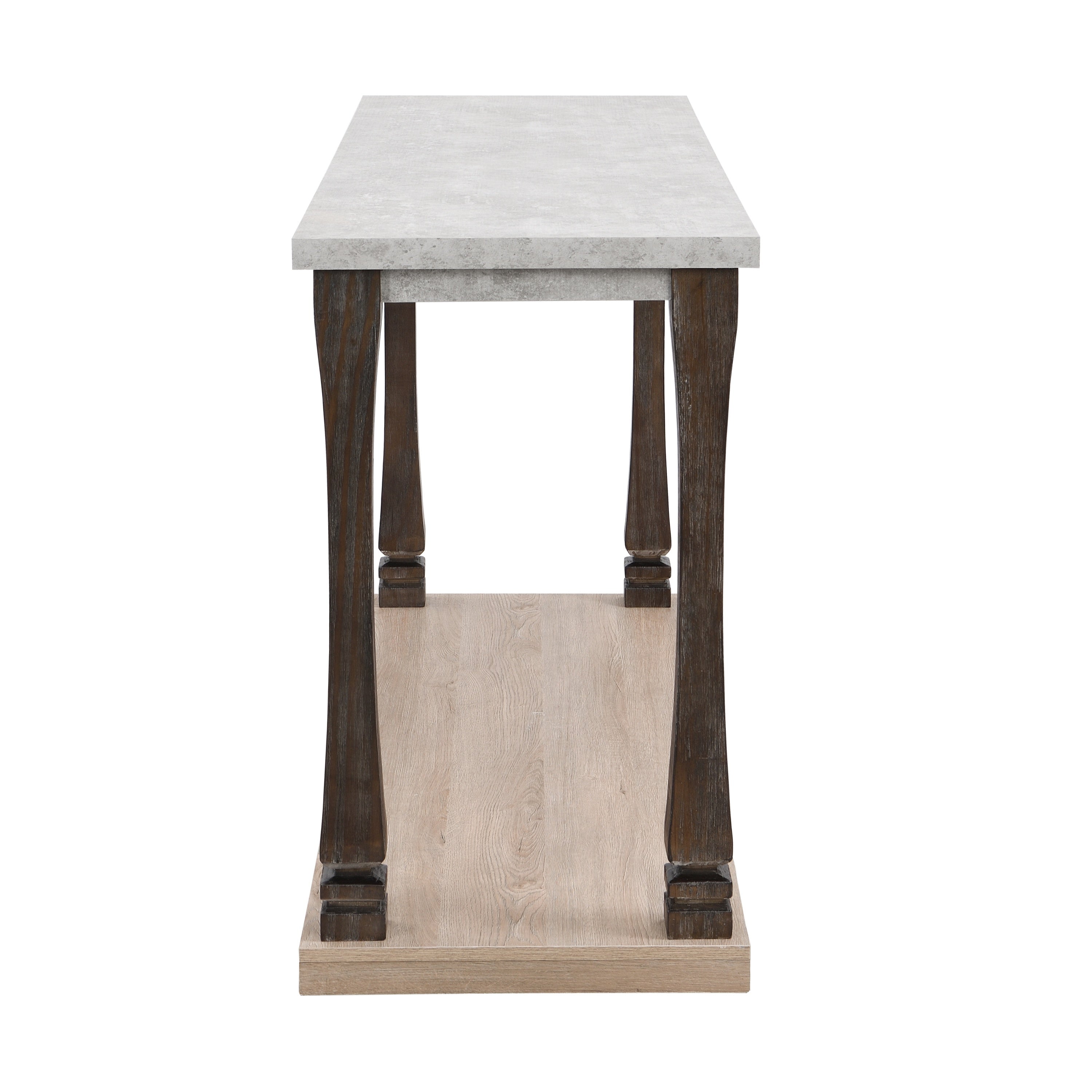 Mid-Century Console Table for Entryway, Wood sofa Table with 2-Tier Storage Shelf, 48 inch Long Rectangle -Grey Tabletop