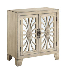Antique White Console Cabinet Table with Mirrored Doors