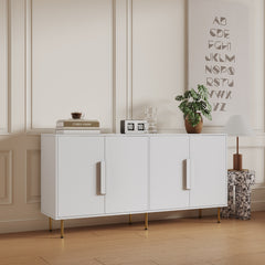 Sideboard Buffet Cabinet with Storage Modern Storage Cabinets with 4 Doors with Handle for Living Room Dining Room Entryway - White